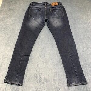 Being Human Jeans Mens 32x30.5 Blue Denim Pleated Everyday Wear Straight Leg